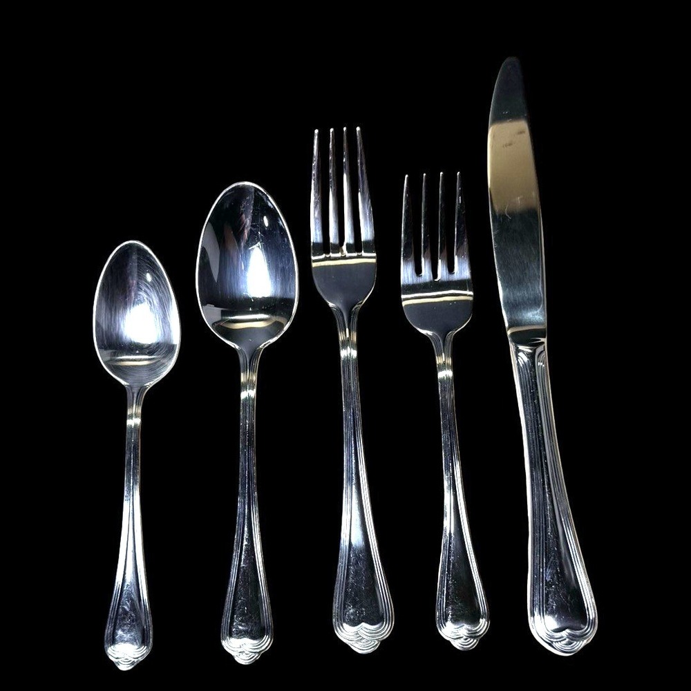 Pfaltzgraff FAIRISLE 5pc Stainless Flatware Set Service For 1 Spoons Forks Knife